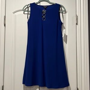 Blue dress.